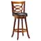 Monarch Specialties Bar Stool, Set Of 2, Swivel, Bar Height, Wood, Pu Leather Look, Brown, Black, Transitional I 1251 - alternate 1